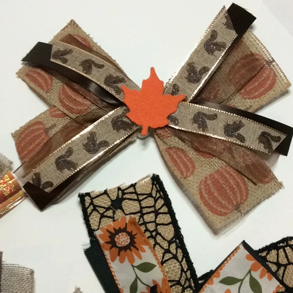 Hand Crafted Bows Fall Ties Back Set of 4